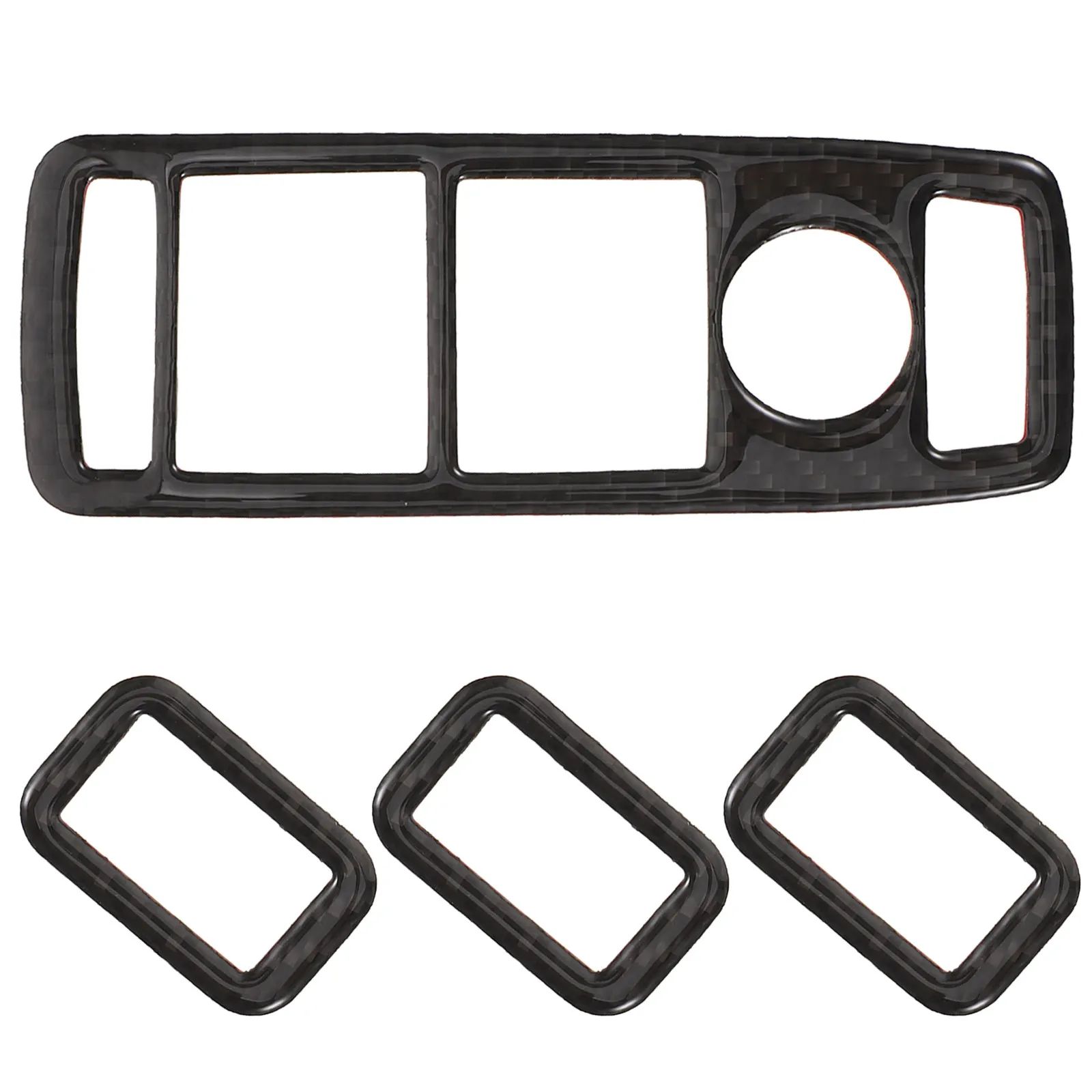1Set Carbon Fiber Window Switch Trim Sticker Kit - Epoxy Door Window Lift Button Cover Protective Decorative Bezel for Car