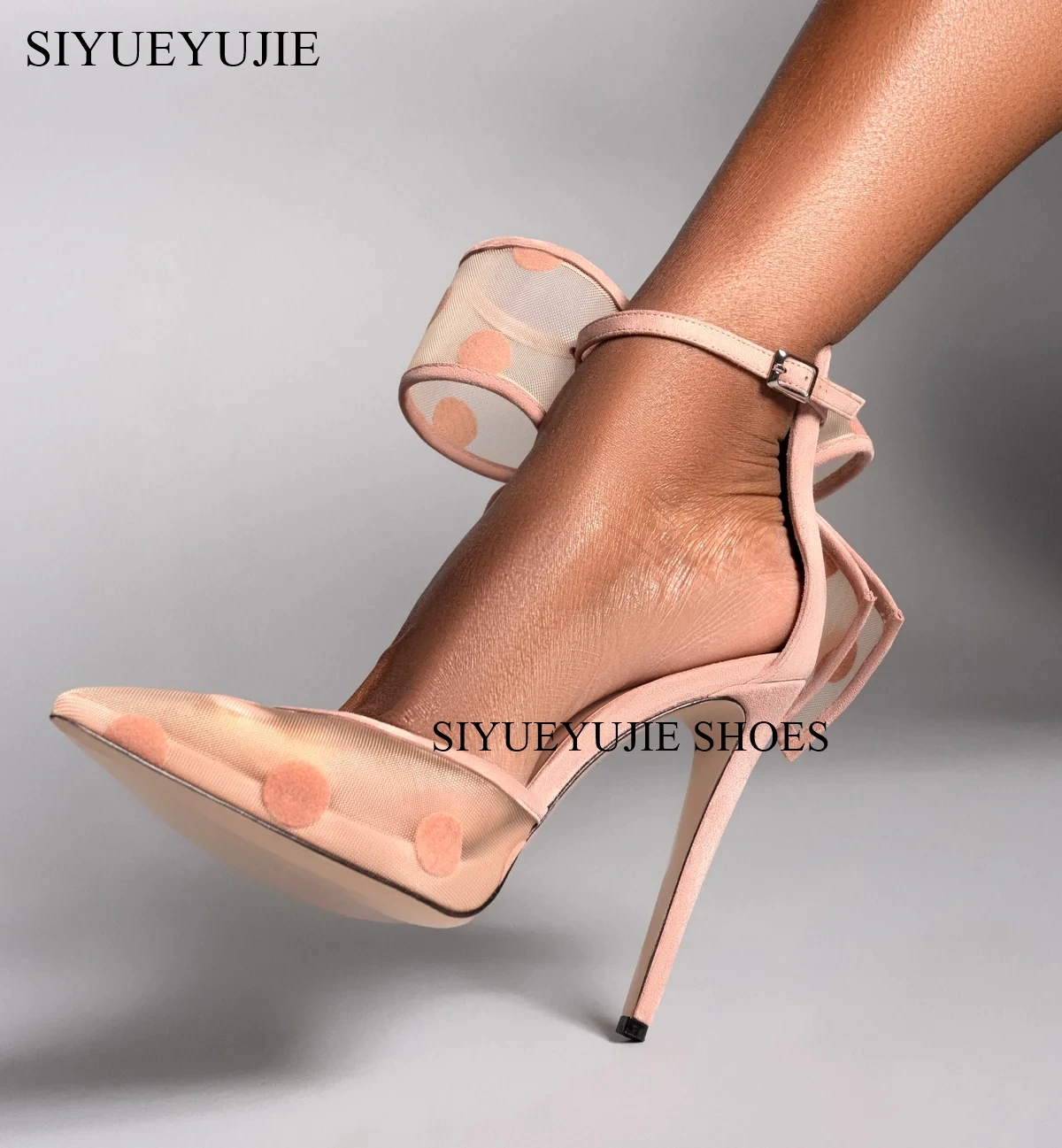 2024 New Spring Breathable Air Mesh Flat Shoes Pointed Toe Buckle Strap Bow Pumps Fashion Casual high heels Women Shoes 43