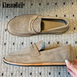 9.15 KlasonBell Women's Cow Suede Genuine Leather Shoes Retro Flat Sole Comfortable All-matches Loafers Shoes