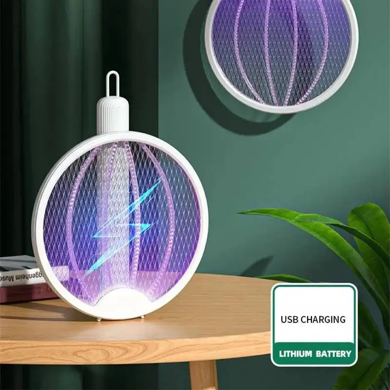 

Foldable Electric Mosquito Killer Fly Swatter Trap 4 In 1 USB Rechargeable Insect Killer With UV Light Bug Zapper 3000V