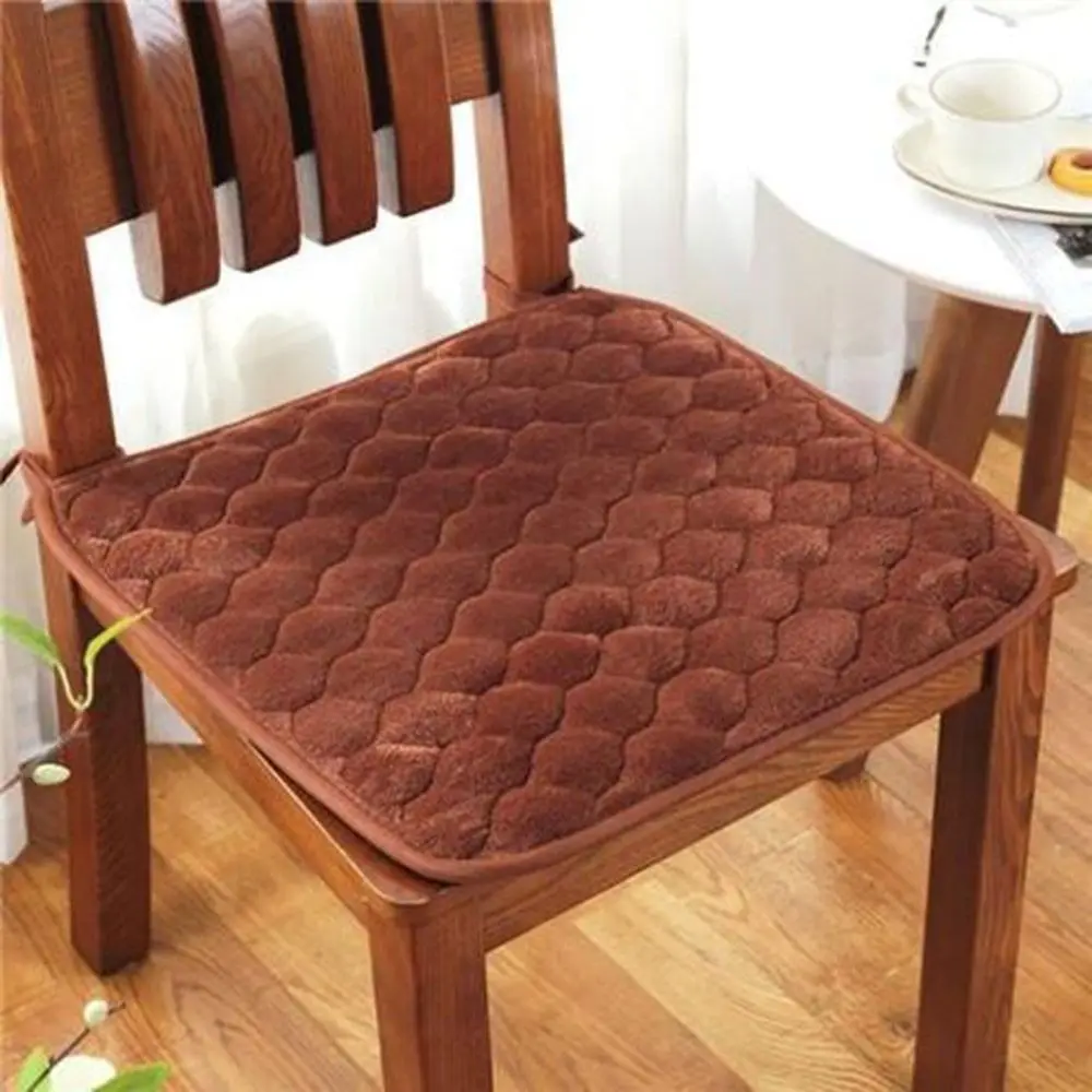 45x45cm Chair Seat Cushion Quilted Surface Tie Straps Dining Chair Pad Soft Padding Thickened Square Seat Pad