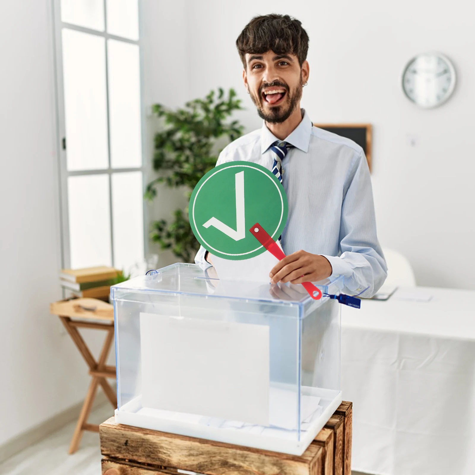 

Hand Holding Cards to Score Game Paddles Auction Bidding Classroom Feedback Voting Answer Board Interaction