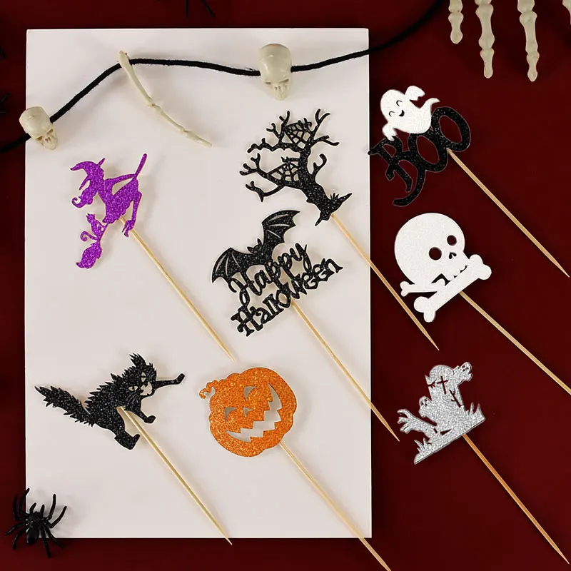 

Halloween Cake Topper Witch Pumpkin Ghost Cake Flags Baby Shower Birthday Wedding Party Baking Decor Halloween Party Cake Decor