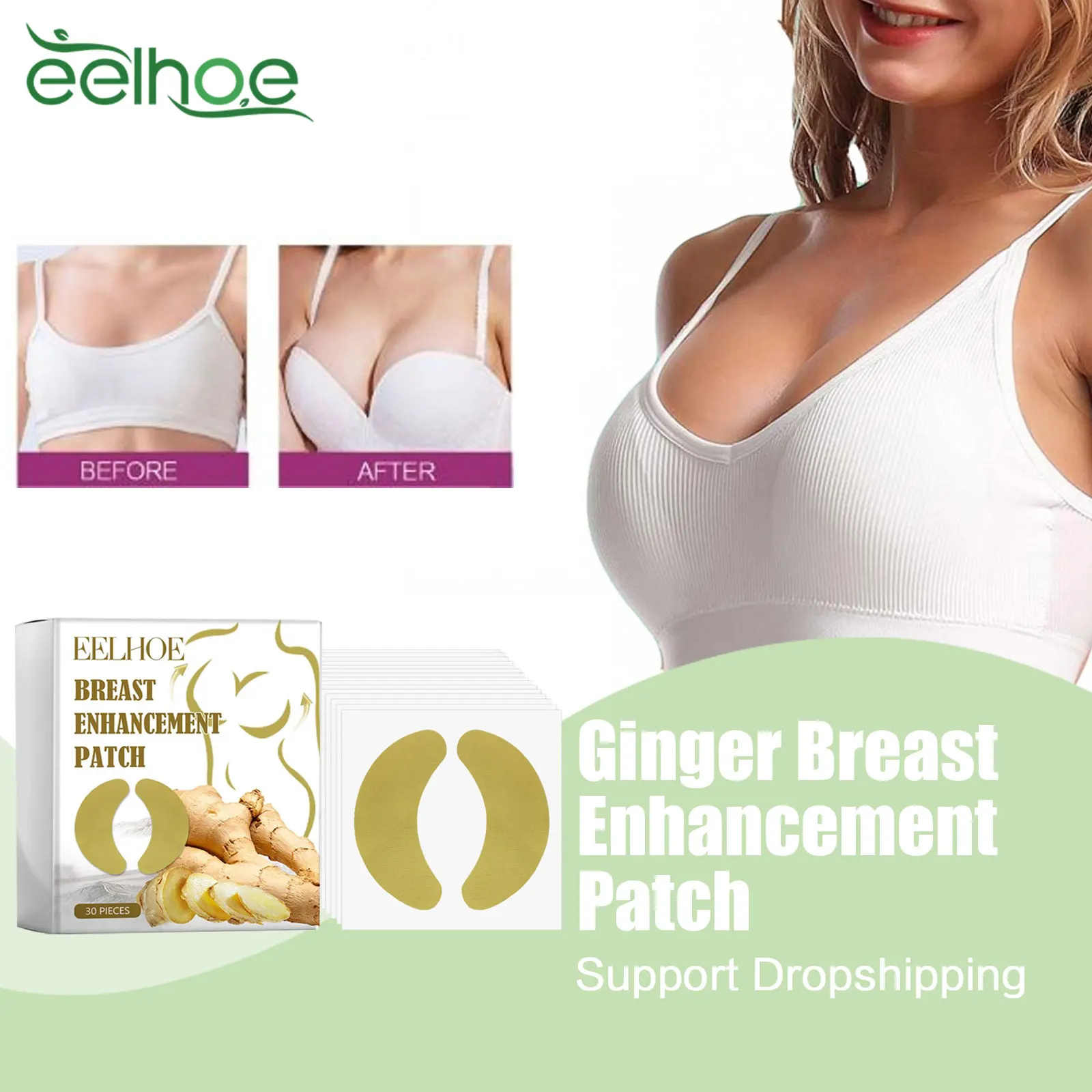 

Ginger Natural Breast Enhancement Patch Improve Sagging Flat Dysplasia Increase Bust Size Big Boobs Lift Firming Chest Stickers