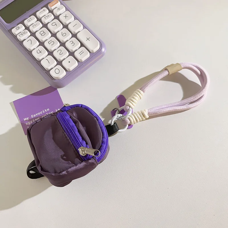Multifunctional Mini Keychain Pouch Coin Purse Earphone Storage Bag Schoolbag Pendant Mobile Phone Lanyard Accessory