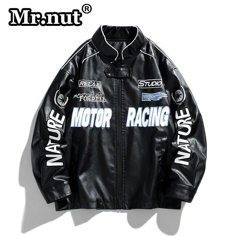 

Mr.nut Motor Racing Clothing Men's Autumn Winter Leather Motorcycle Biker Jacket Popular Outdoor Waterproof Jackets Man Coat