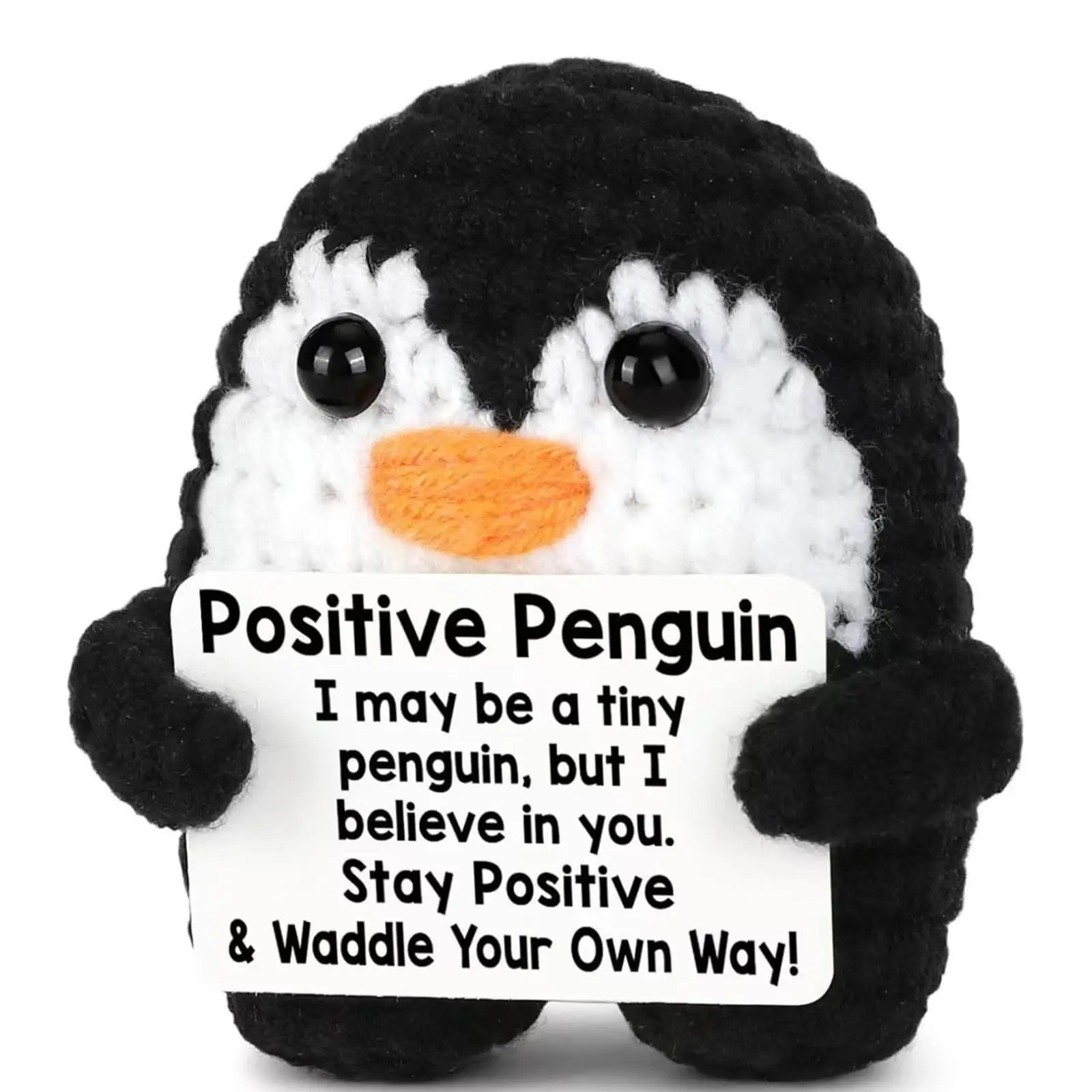 Crochet Penguins Full of Positive Energy, Fun and Inspiring Christmas Birthday Gifts for Women, Men, Friends, Daughters, Grandchildren, Colleagues, to Express Gratitude, White Elephant Exchange Gifts, Small and Cute Stocking Stuffers, Emotional Decorations