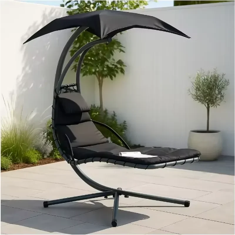 Modern Durable Comfortable Suspended Outdoor Swing Chair with Metal Steel Frame Powder Coating for Courtyard Garden Use