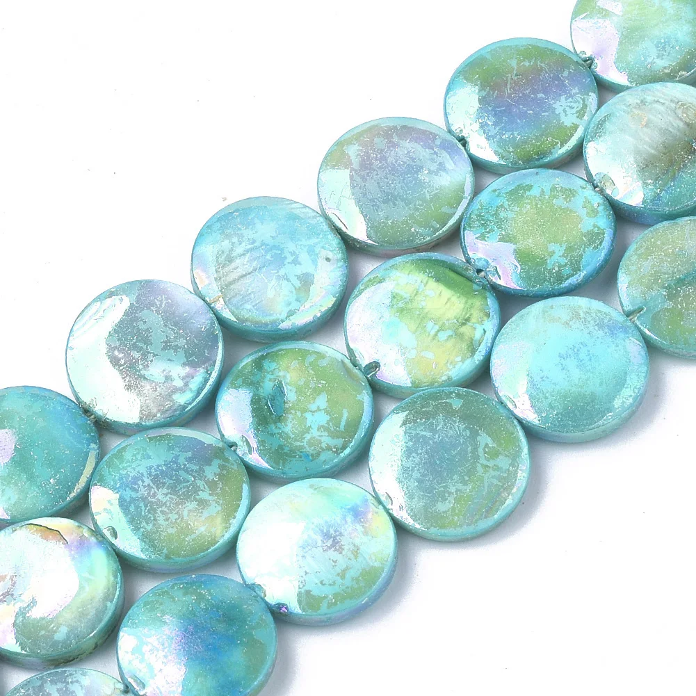 22~34Pcs AB Color Dyed Natural Freshwater Shell Beads Strand Oval Teardrop Loose Beads for Necklace Earings DIY Jewelry Making