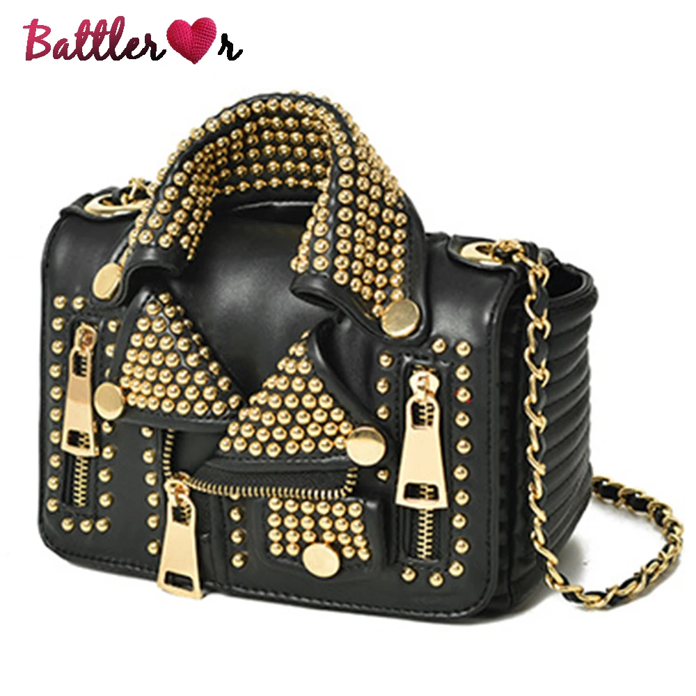 

Designer Chain Bag Women Clothing Shoulder Rivet Jacket Messenger Bag Ladies Leather Luxury Handbags Bolsa Feminina Bolsos Mujer