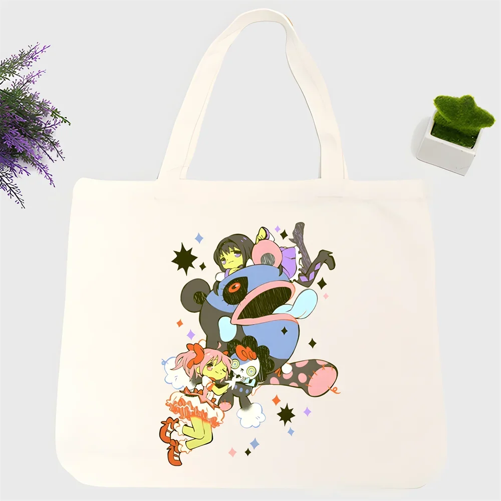 Puella Magi Madoka Magical Kaname Madoka أنيمي Magi Akemi Homura Miki Tomoe Mami Sakura تصميم حقائب كتف من القماش كبيرة