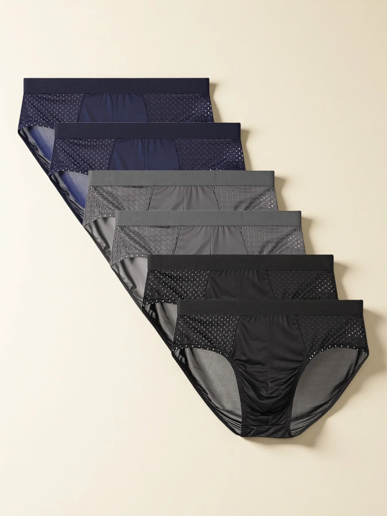 

Men's 6-Pack Ice Silk Briefs - Mesh Design, Breathable, Cooling & Sleek