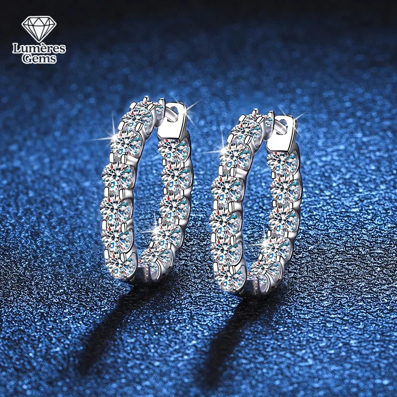 

Full Of Diamonds For Women, High-End Temperament, 2.6 Carat Moissanite Earrings, Platinum PT950 Mark