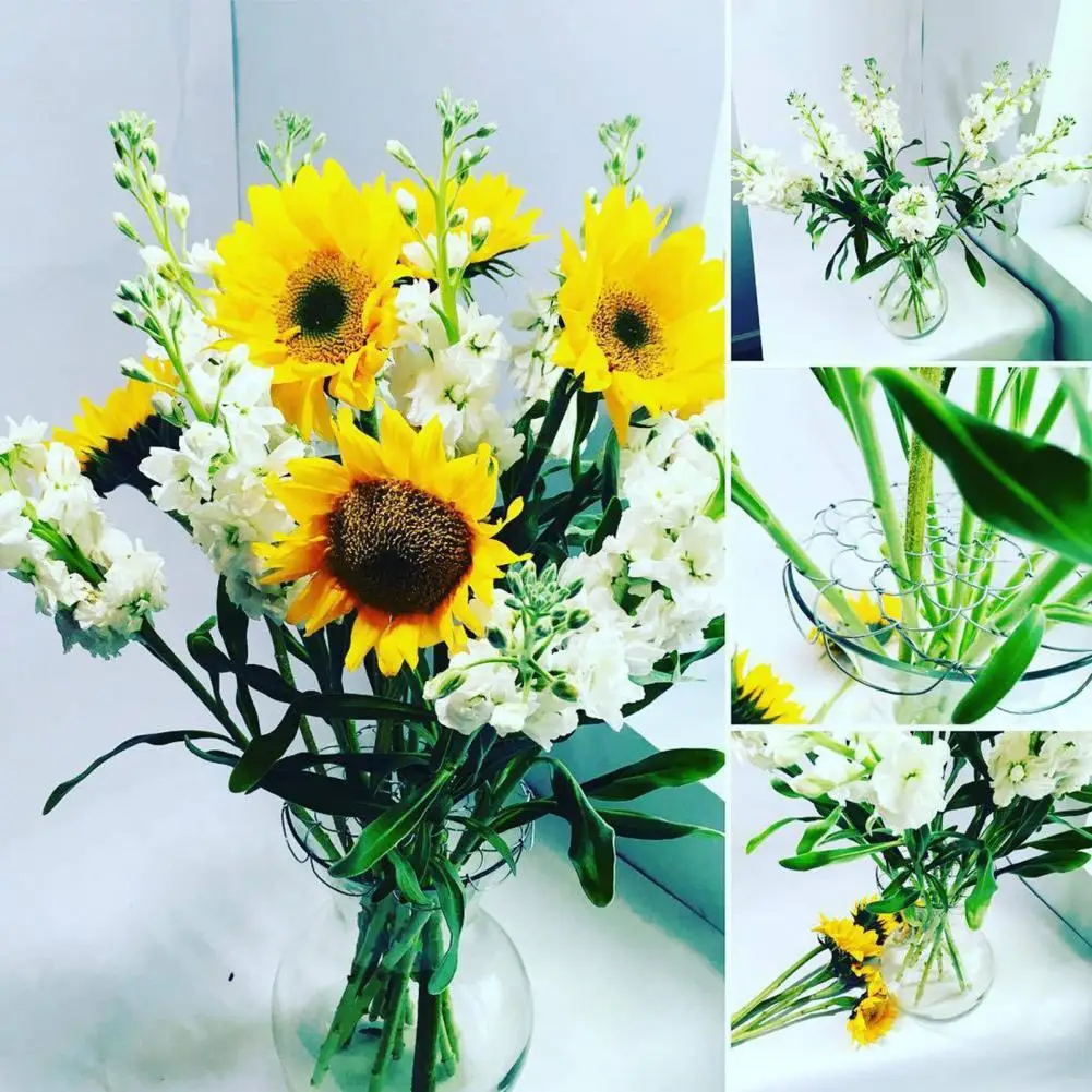 Floral Grid Vase Insert Versatile Stainless Steel Grid Stainless Steel Floral Grid Organizer for Vases Bouquets Dining Table