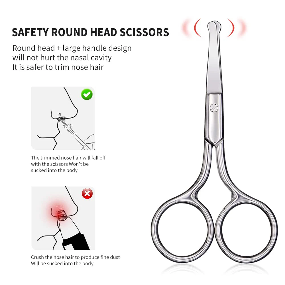 1Pcs Nose Hair Scissors Nail Cuticle Round Tip Eyebrows Scissors Safe Stainless Steel Nose Hair Remover Trimming Makeup Tool