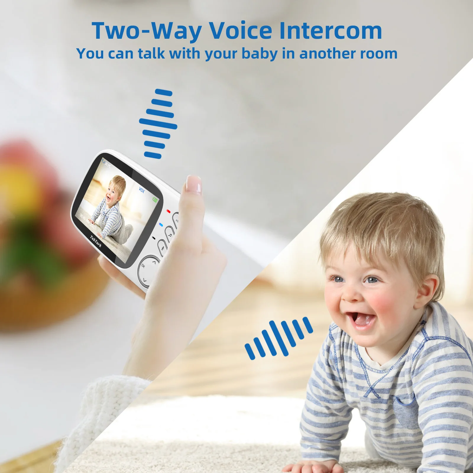 Babyphone Caméra TakTark 2.8 Pouces 720p - Sans WiFi, 1000ft Portée, Vision Nocturne, VOX, Interphonie