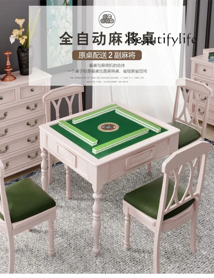 S All Solid Wood Simple Household Electric Silent Automatic Mahjong Table Dining Table Integrated Dual-purpose Mahjong Machine