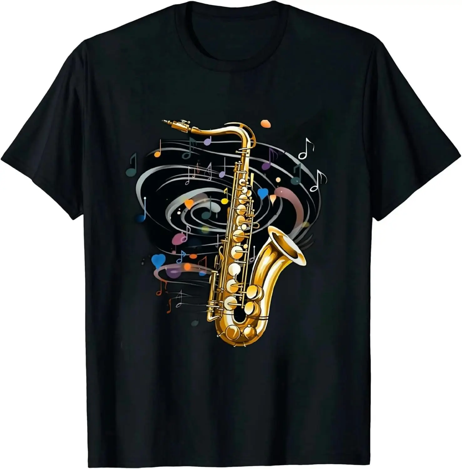 Music Notes Treble Clef Saxophonist Jazz Musician Saxophone T-Shirt