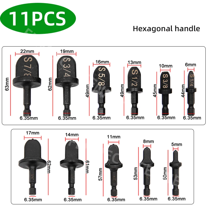 Expansor de tubo, mango Hexagonal, mango Triangular, tubo de cobre, reparación de aire acondicionado, cabezal de expansión de broca eléctrica 5 en 1