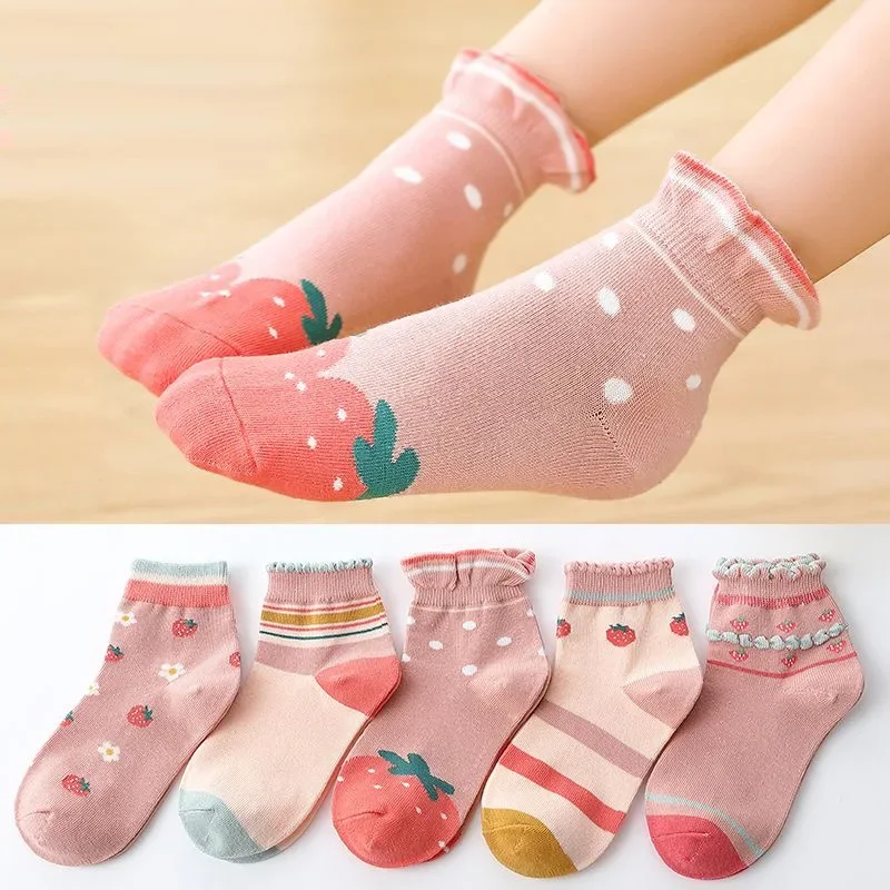 5 Paar Baby-Kindersocken, Cartoon-Frühlings-Herbst-Tier-Kindersocken, Mädchen, süßer Junge, Kleinkind-Socken, 1–12 Jahre – Detail 3