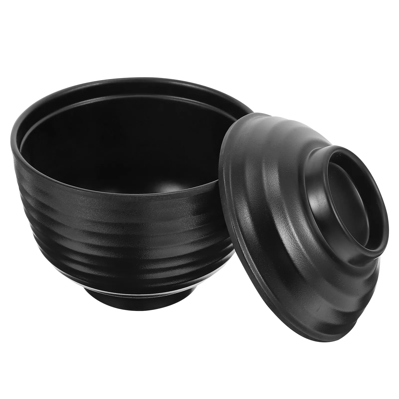 Tazón de sopa Miso de estilo japonés, diseño creativo negro, borde liso, multifuncional, para comida fría y caliente, vajilla de cocina, 1 ud.