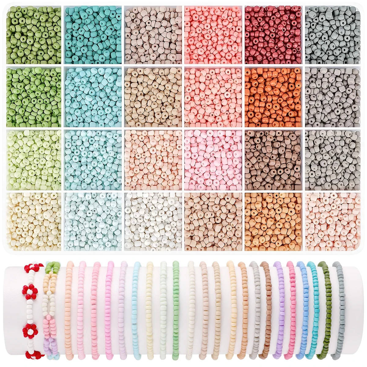 24 color 3mm Seed DIY beaded kit Friendship Bracelet making kit, Threading kit for girls, gift ideas for holiday birthday party