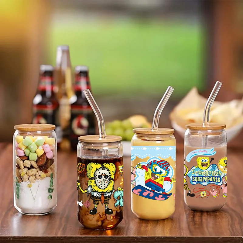 

Cute sponge baby Series easy peel waterproof DIY Decals 3D transfers uvdtf stickers 16oz uv dtf cup wraps for Libbey Glasses