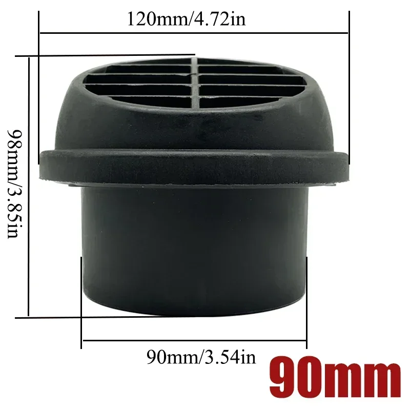 2X 42mm/60mm/75mm/90mm Warm Heater Parking Heater Air Vent Car Heater Ducting Duct Air Outlet Black For Webasto Truck Auto Parts