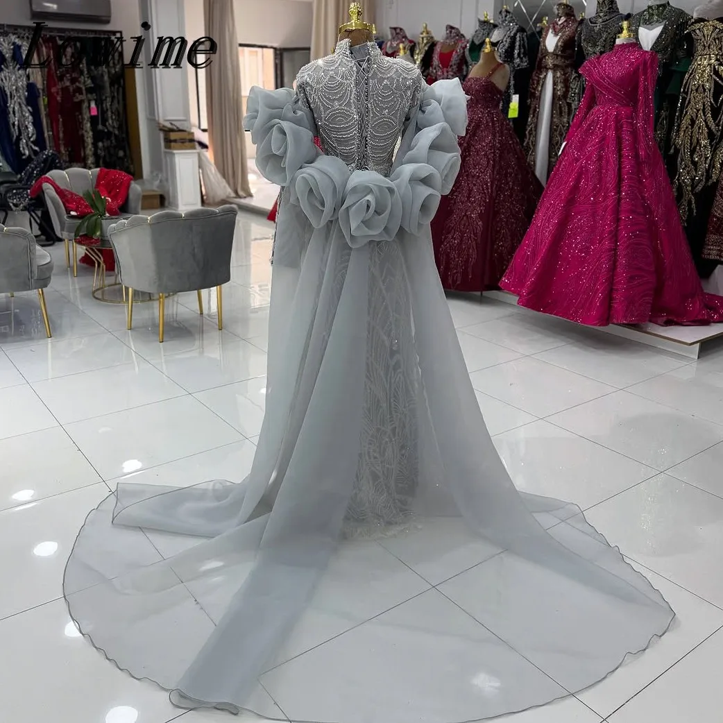 

2025 New Women's Exquisite Full Sleeves Birthday Party Dresses Organza Flower Prom Gowns Robes de soirée Customized