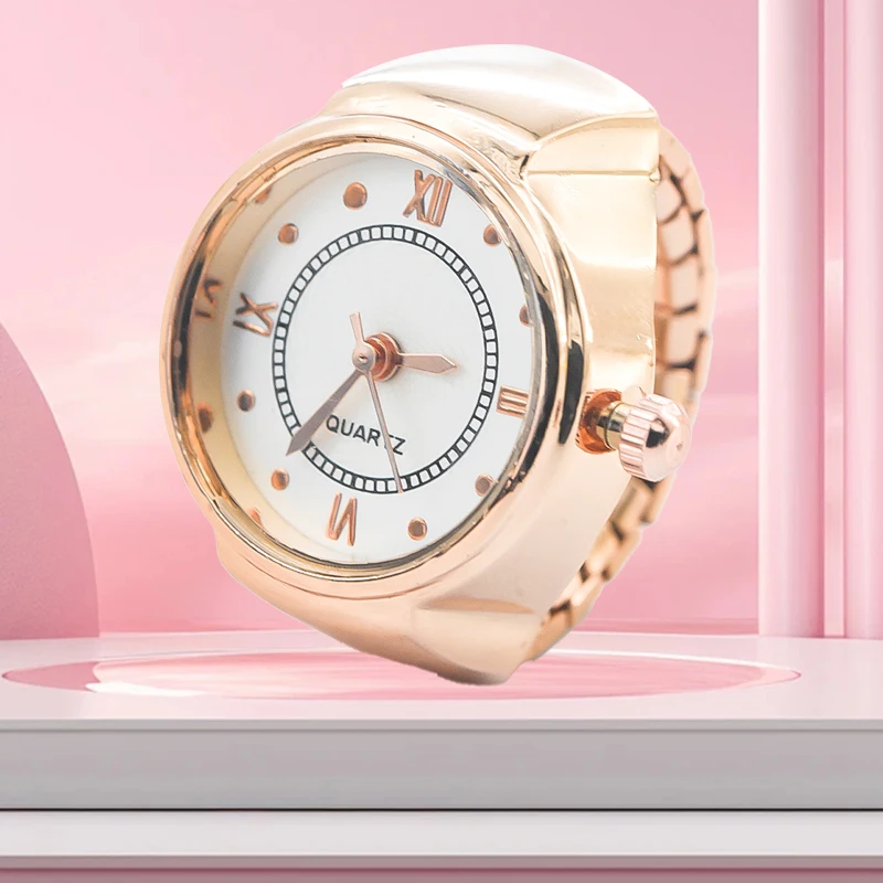 新しいホット販売クリエイティブローマリテラルリング腕時計合金ケース、カップルや男性のための指ラウンドダイヤル