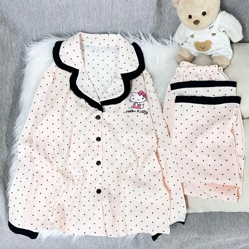 

Women's Sleeping Pajamas Sets Kawaii Cartoon Autumn and Winter Long Sleeve Pants Cloud Cotton Homewear New