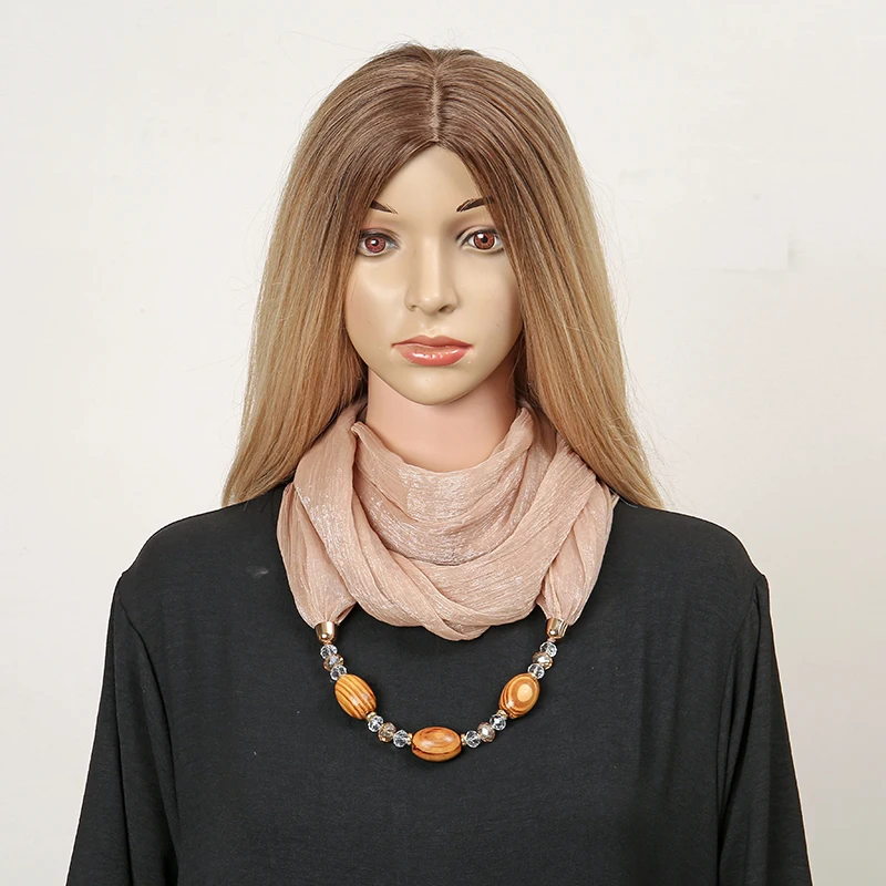 Colar pingente de fibra de poliéster para mulheres Lenço macio Design clássico Simplicidade Moda