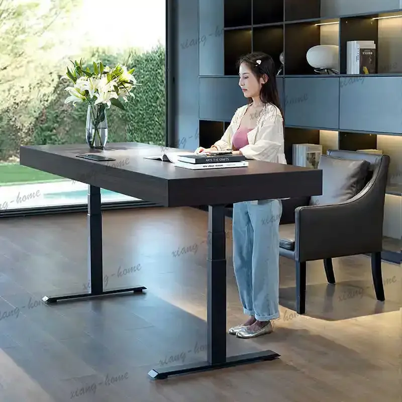 Italian Minimalist Solid Wood Computer Desk Light Luxury Size Layout Home Study Adjustable Multifunctional Computer Desk