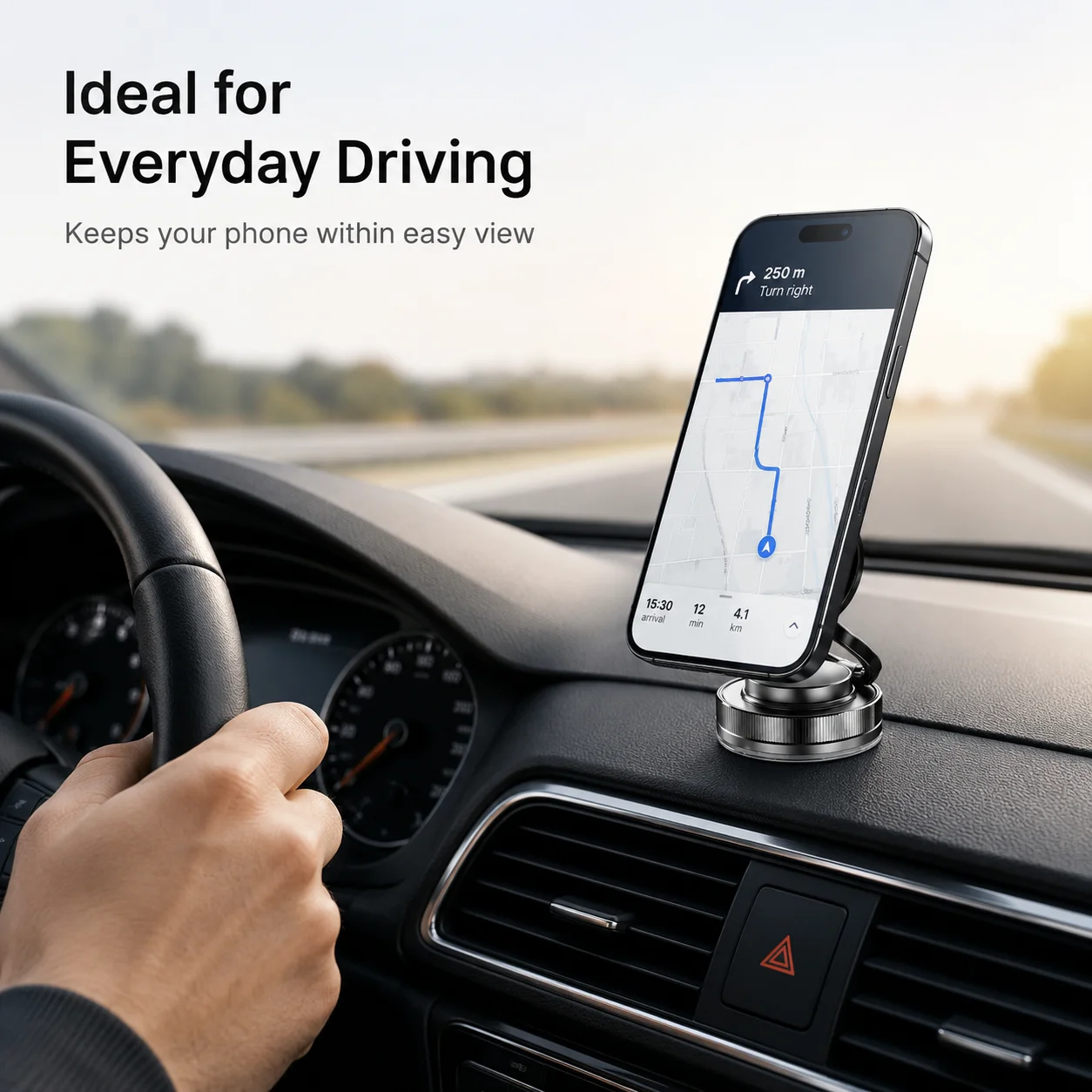 aiw Dashboard Phone Holder 360° Rotatable,Portable Anti-Slip Car Phone Holder Horizontal & Vertical Place,Strong Self-Adhesive D