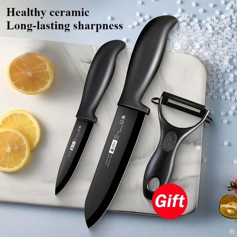 Ceramic knife kitchen anti-rust slicing knife soft rubber light handle fruit knife with knife cover kitchen accessories