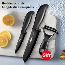 Ceramic knife kitchen anti-rust slicing knife soft rubber light handle fruit knife with knife cover kitchen accessories