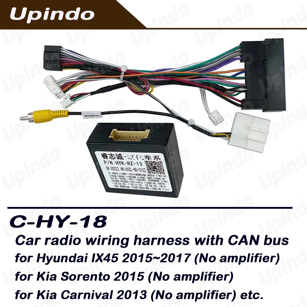 

For Hyundai Santa Fe IX45 KIA Sorento Carnival Android Radio Wiring Harness with CAN-Bus Adapter - Power Connector Plug & Play