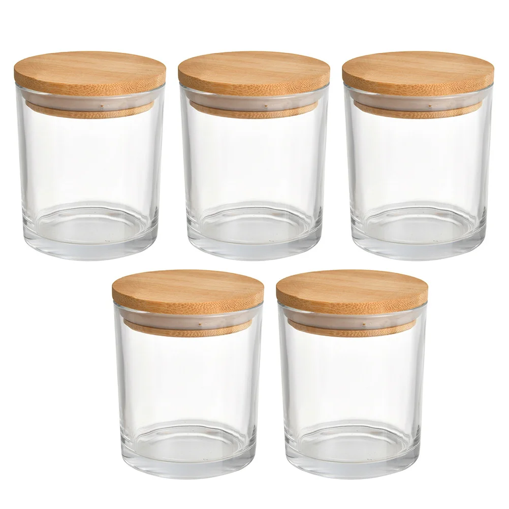 

Glass C Holder 5 Sets Artistic Jars Aroma Bottles Mini Tins Making Cans Empty Containers Premium Glass Decor