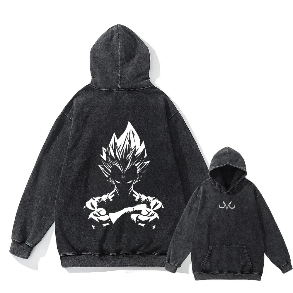 

Dragon Ball Z Goku Super Saiyan Толстовка с силуэтом и принтом для мужчин и женщин, негабаритная хлопковая удобная уличная одежда унисекс, подарок в стиле аниме ​