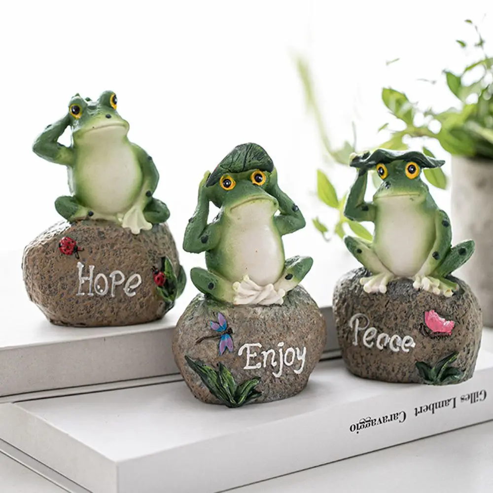 3D Frog Figurine Creative Resin Statue Home Garden Frog Decor Fish Tank Terrarium Landscape Decoration