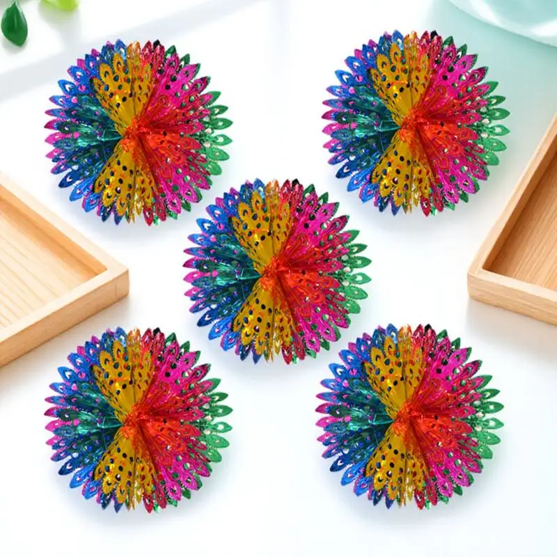 

5Pcs Christmas Garland Ribbon Ball Bright Color Phoenix Tail Decoration for Party Festival Home Celebrations Ribbon Garland