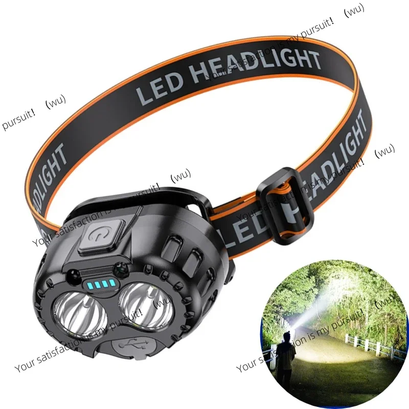 Outdoor headlight USB rechargeable, multi-function head-mounted flashlight, mini LED, suitable for camping, fishing, hiking