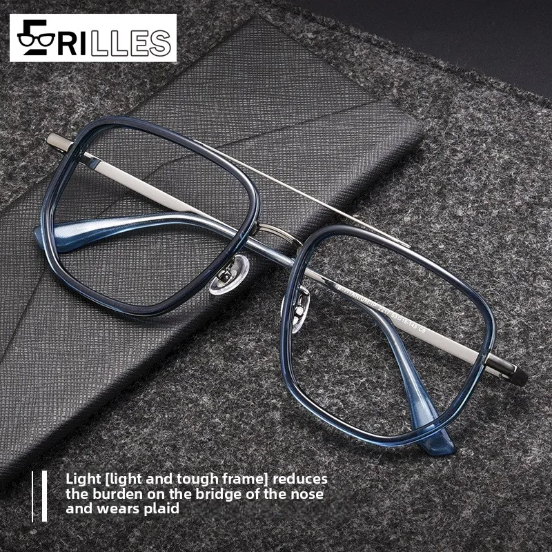 

Retro Polygonal Full Frame Glasses, TR90 Semi-Titanium Lightweight, Large Face Comfort, Casual Trendy