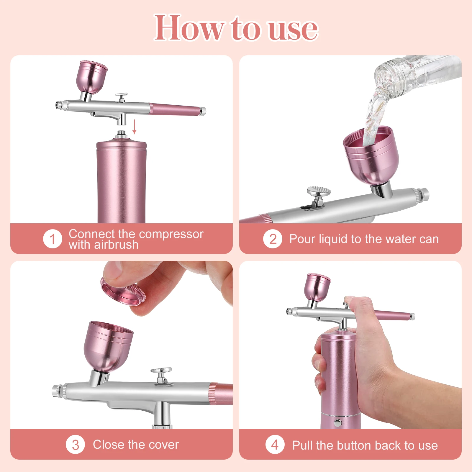 

Cordless Electric Kit Portable Mini Aluminum Alloy Handheld Wireless Nail Art Model Spray Makeup Stylish Accessories Cordless