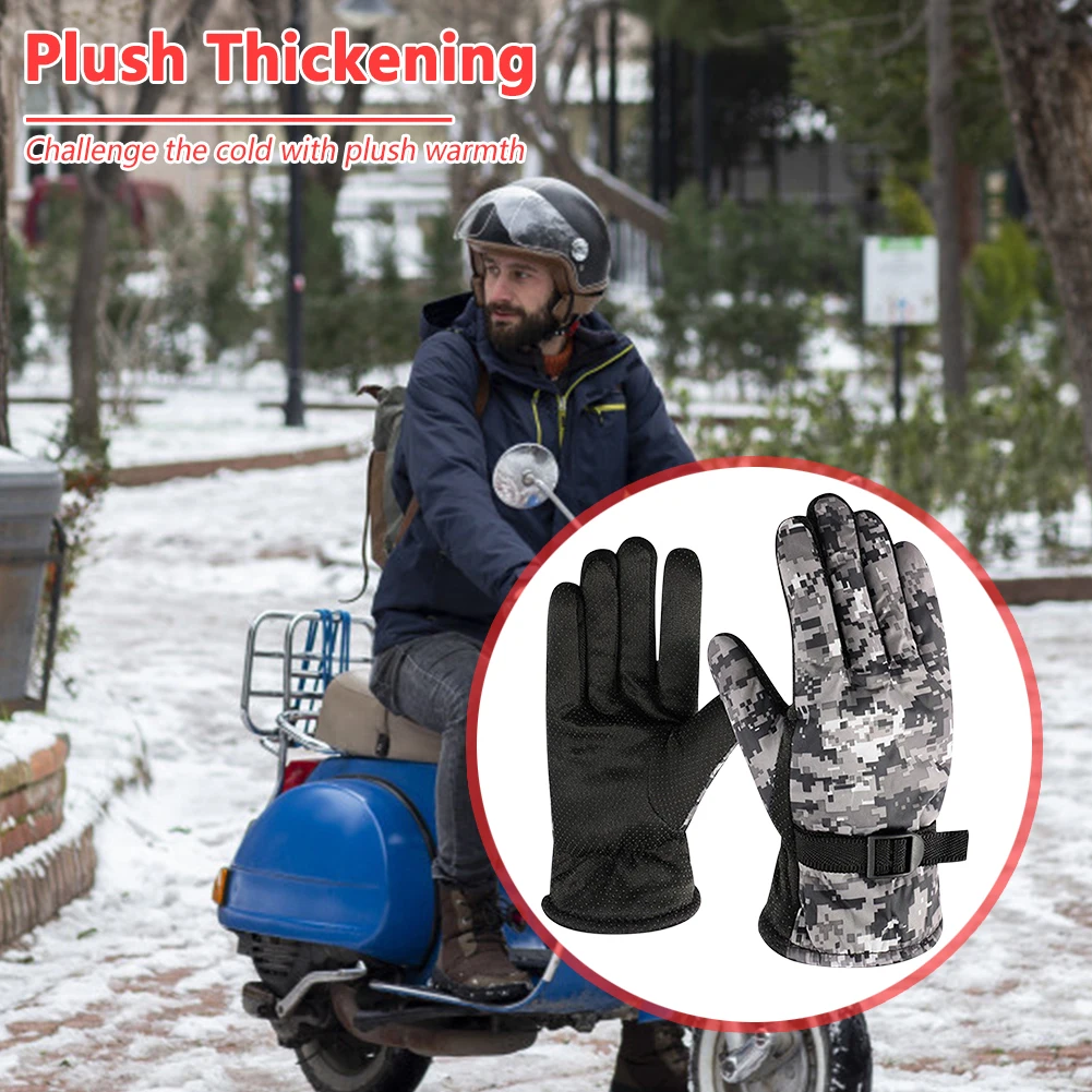 Guanti da bici da uomo Guanti da sci a dita intere Guanti da ciclismo per l'inverno (Grigio mimetico)