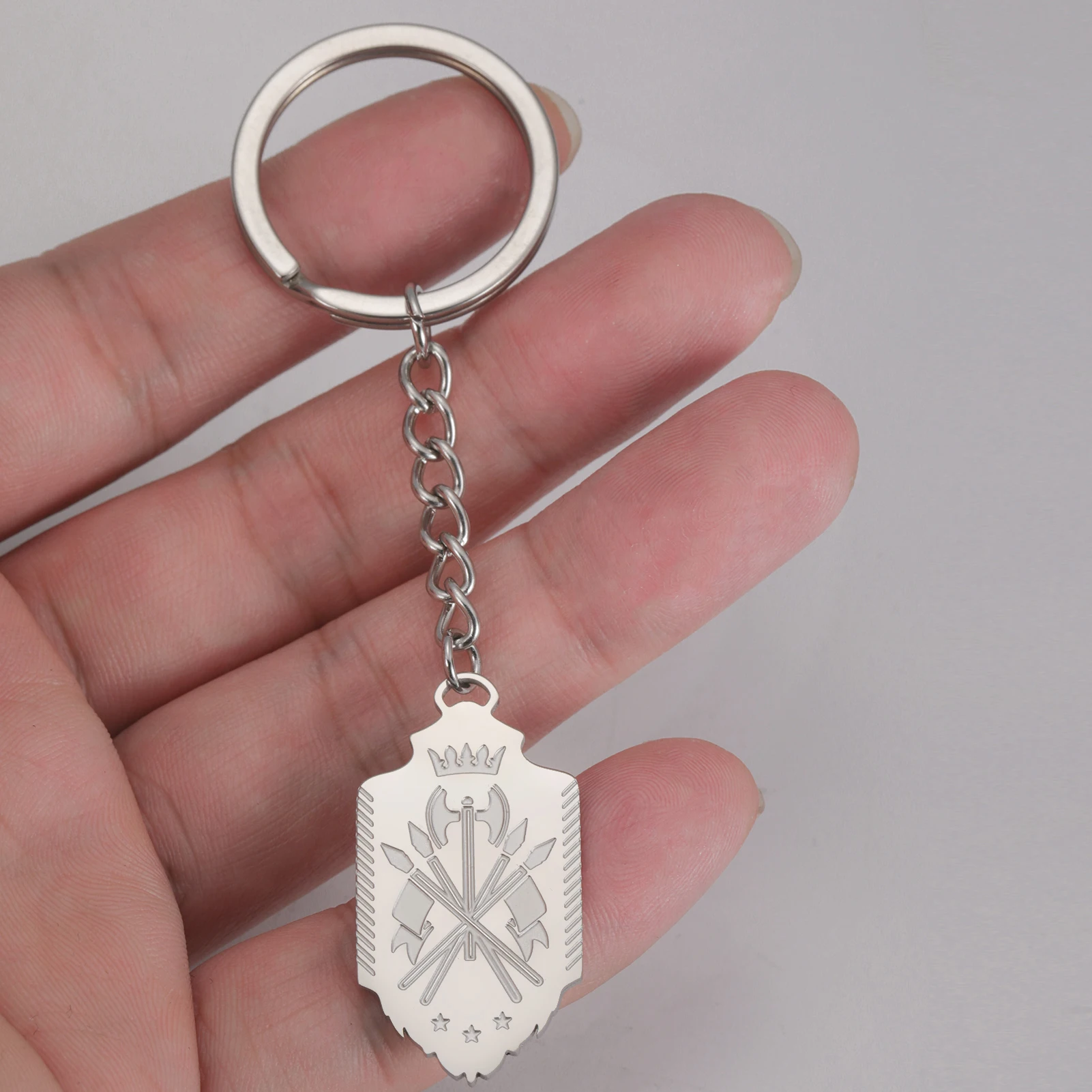 LIKGREAT Crown Lion Keychain Hip Hop Keyring Stainless Steel Royal King Jewelry for Men Him Gothic Protective Talisman Wholesale