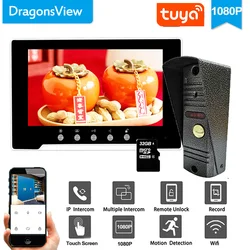 Dragonsview-Intercomunicador Doméstico Sem Fio, Sistema Video Door Phone, Campainha ao Ar Livre, Gravação de Câmera, Detecção de Movimento, WiFi, Tuya 1080P, 7