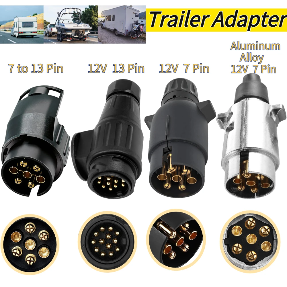 13 Pin to 7 Pin/12V 13 Pin/12V 7 Pin Towing Adaptor Waterproof Trailer Caravan Truck RV Towbar Plug Electrical Socket Connector