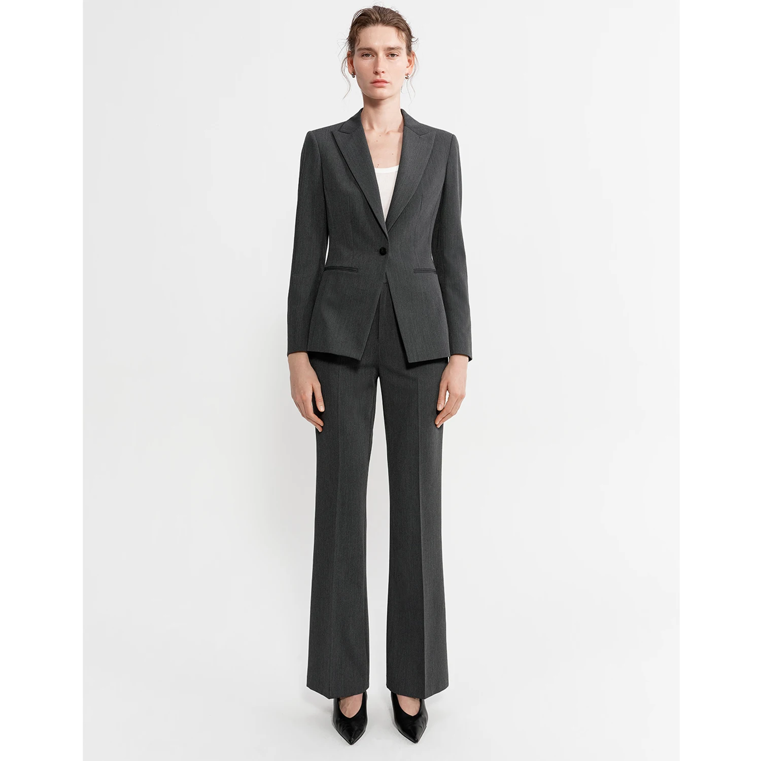 

Allingentle Peak Lapel Blazer Women's 2 Piece Set Regular Fit Fashion Women Pantsuit Set for Business Office Wear Customize