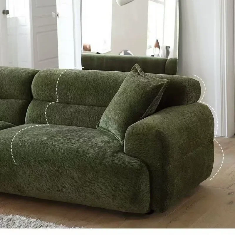 Retro francês, apartamento pequeno, sofá de tecido, simplicidade moderna, sofá reto da sala de estar